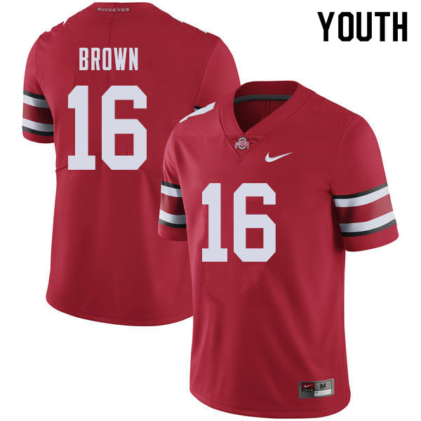 Ohio State Buckeyes Cameron Brown Youth #16 Red Authentic Stitched College Football Jersey
